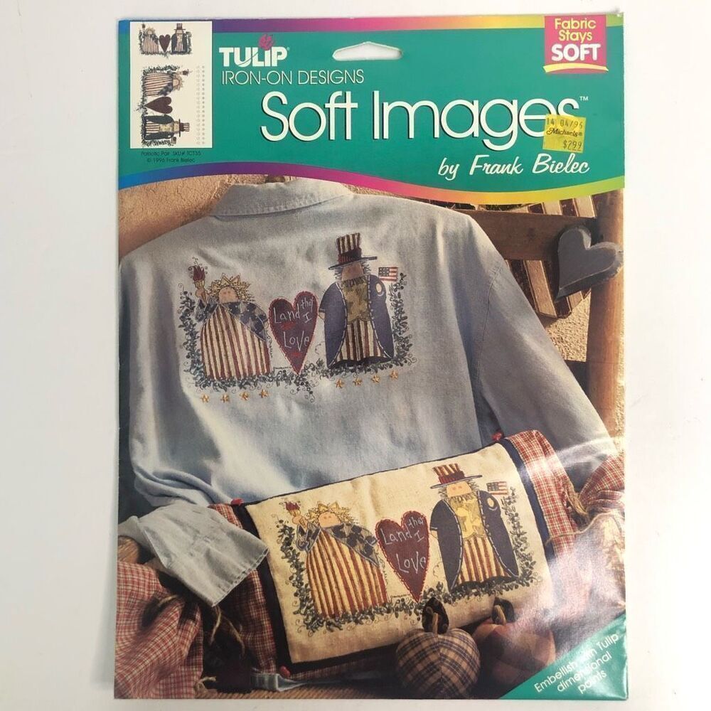 1996 iron on soft image by frank bielec patriotic pair rustic americana primitiv